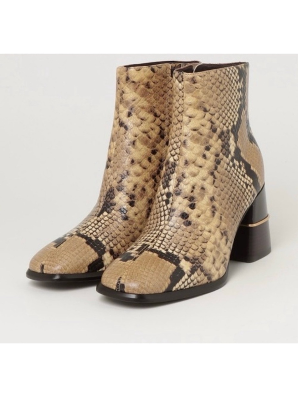 New Tory Burch Leather Ankle Boot Snake Embossed Sz 9.5